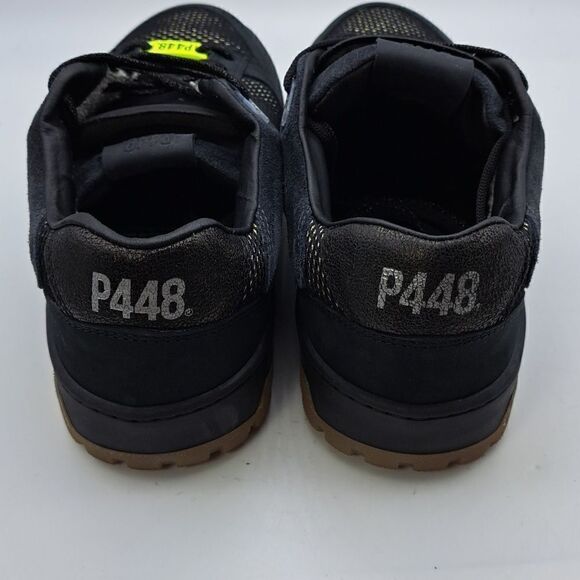 P448 Women’s Skate Sneaker Black Leather Low-Top Italian Made Casual Luxury - Picture 3 of 11